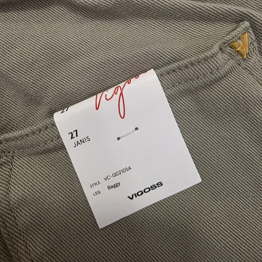 Vigoss Tan Janis Baggy‎ Elastic Waist High Rise Casual Crop Jeans Size 27 - Picture 11 of 11